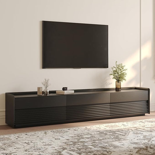 POVISON Fully-Assembled Mid Century Modern TV Stand, 94.49" Wood Media Console by POVISON