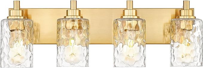 METWET 4-Light Bathroom Light Fixtures, 24.5 Inch Brushed Gold Vanity Lights by Metwet