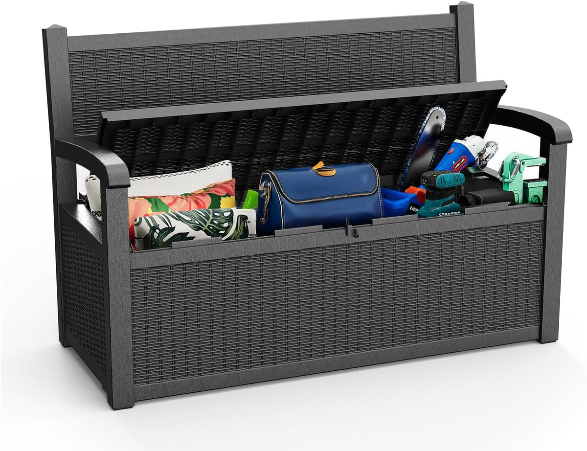 easyup 80 gallon outdoor storage bench lockable deck, main product view