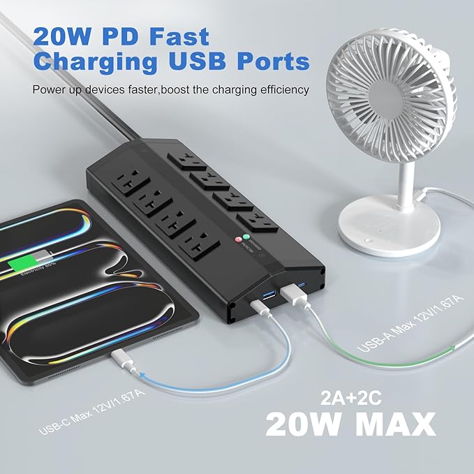 JUNNUJ Heavy Duty Power Strip - Image 4