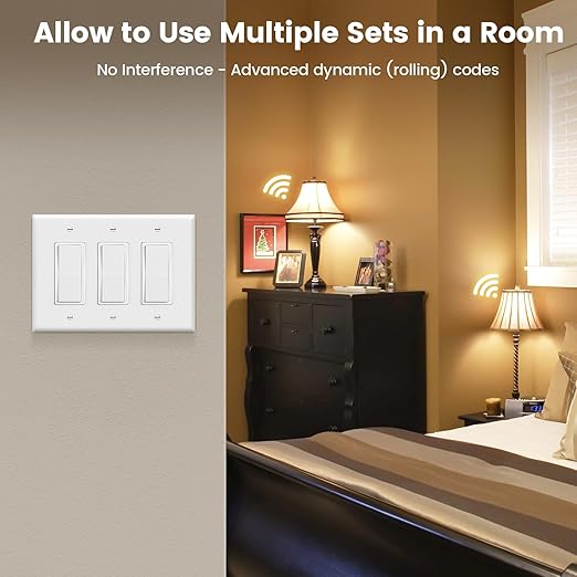 SURAIELEC 3 Way Wireless Light Switch, Remote Control Outlet, Decorator Rocker - Image 5