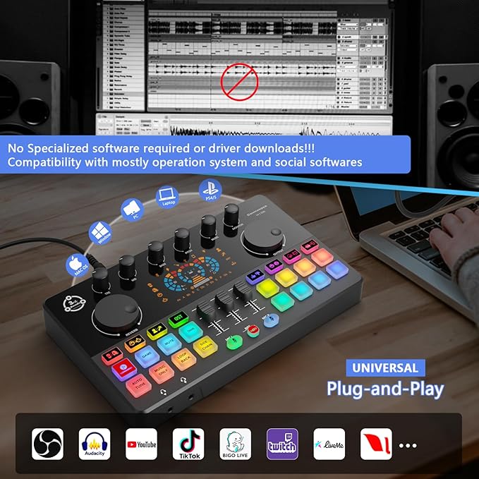 Podcast Equipment Bundle for 2, Audio Interface DJ Mixer - Image 6