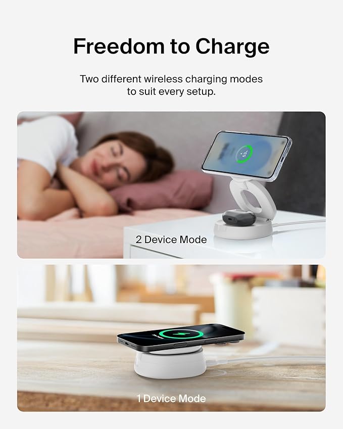 Belkin MagSafe Charger Compatible, 2-in-1 Qi2 Wireless Charging Station 15W - Image 5