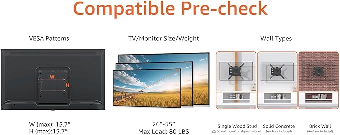 Amazon Basics Full Motion Articulating TV Wall Mount, - Image 2