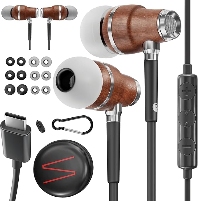 Symphonized Premium Wooden iPhone Earphones Wired Deep Bass Sound, 3D Sound by Symphonized