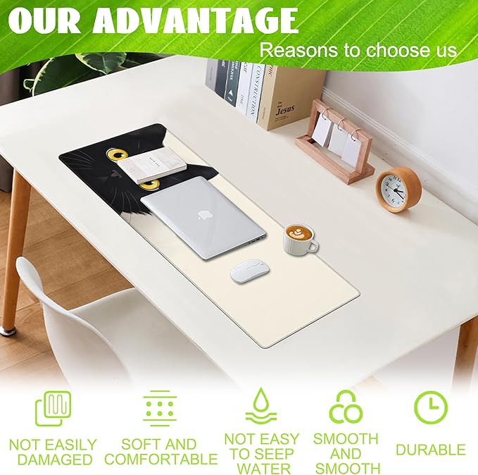 Eflxamz Desk Pad, Cute Cat Large Gaming Mouse Pad - Image 4