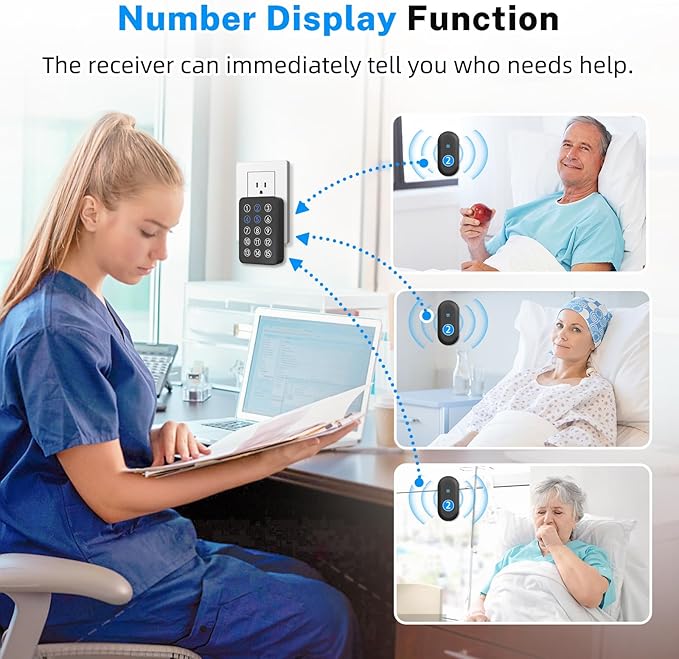 Wireless Emergency Call Button System - 500 Ft Range Caregiver Pager - Image 2