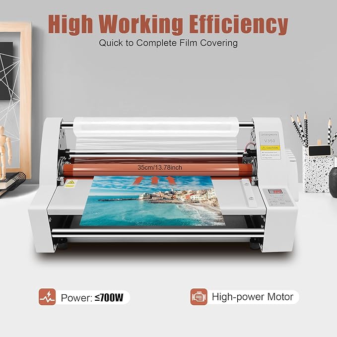 Cold Hot Roll Laminator, 110V 350mm Electronic Laminating Machine, 700W Single - Image 5