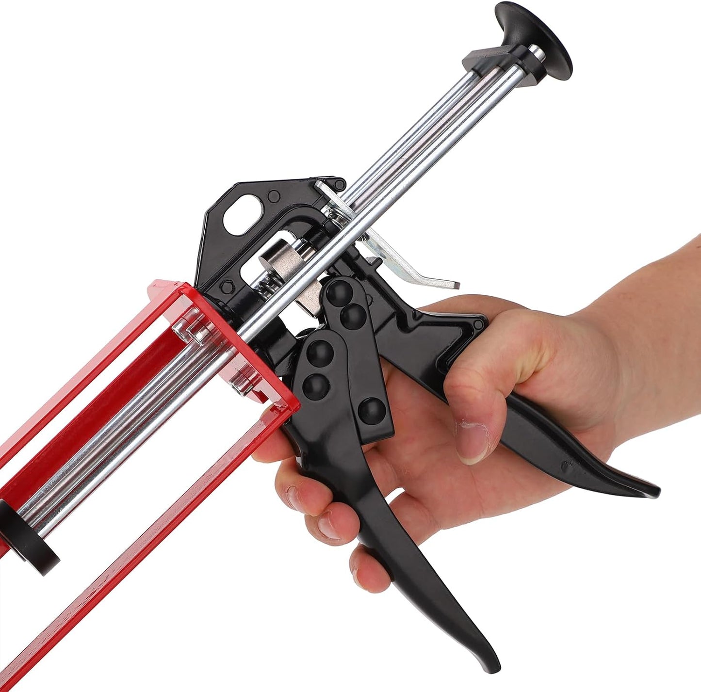 200 ml 6.75 fl oz 1:1 and 2:1 Epoxy Gun Dual Component Caulking Gun Manual Double Cartridge Caulk Gun Panel Bond Adhesive Applicator for 08115 08116, Red
