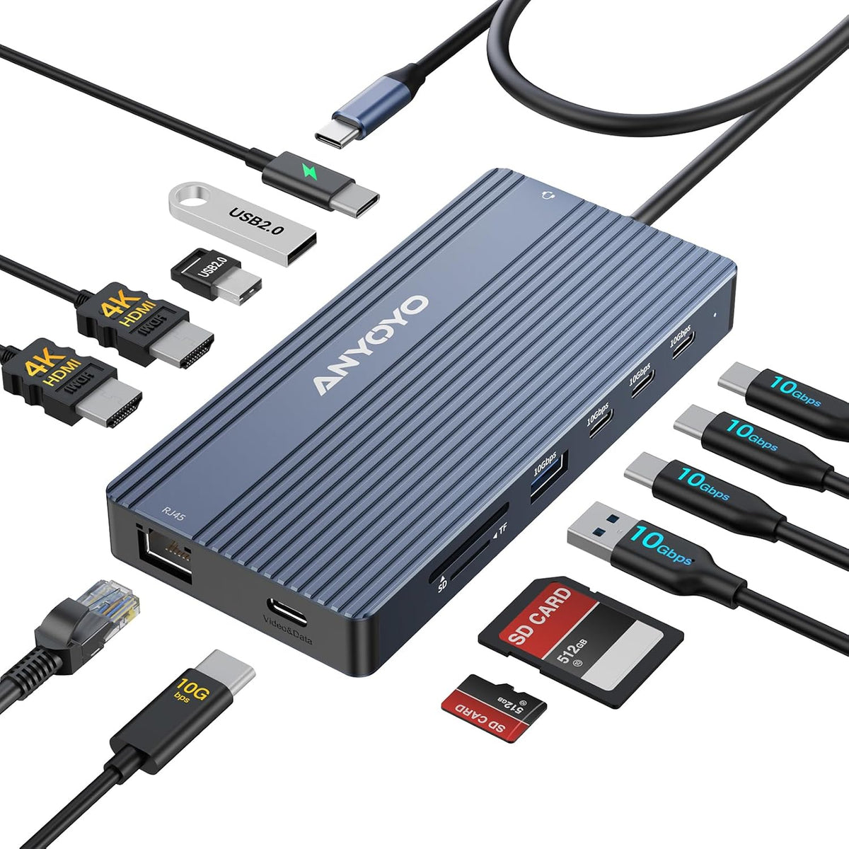 USB C Docking Station, 14 in 1 USB Hub