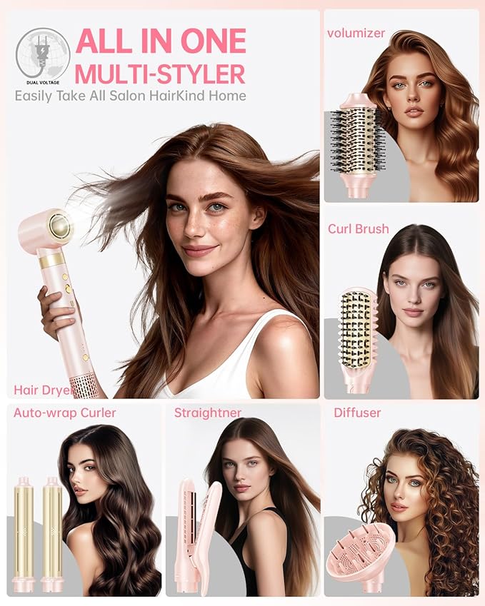 Hair Dryer Brush 8-in-1 Dual Voltage Hot Air Styler – Fast-Drying 110, 000 RPM - Image 2