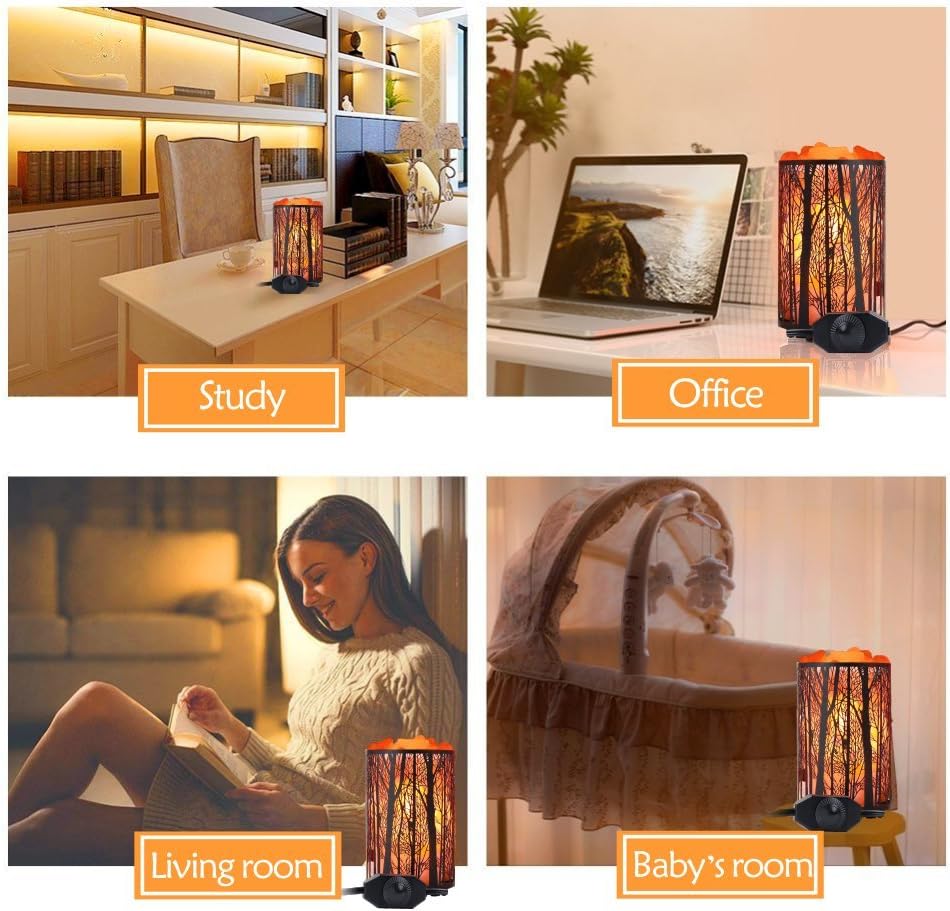 Shineled Himalayan Salt Lamp, Salt Rock Lamp Natural Night Light in Forest Design Metal Basket with Dimmer Switch (4.1 x 6.5 4.4-5lbs), 25Watt Bulbs & ETL Cord 1 Pack