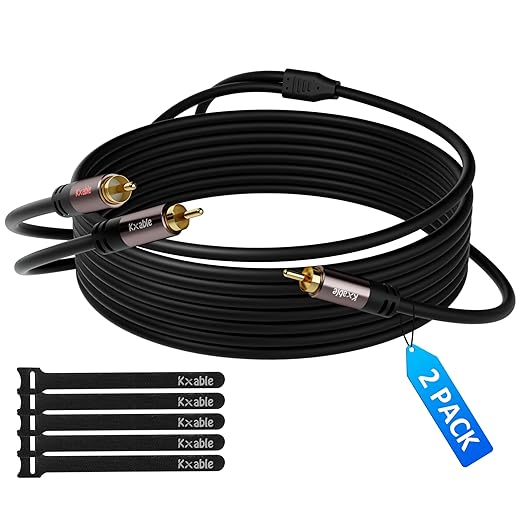 RCA Y-Adapter Splitter Cable, 1 RCA Male to 2 RCA Male Stereo Audio Subwoofer by Kxable