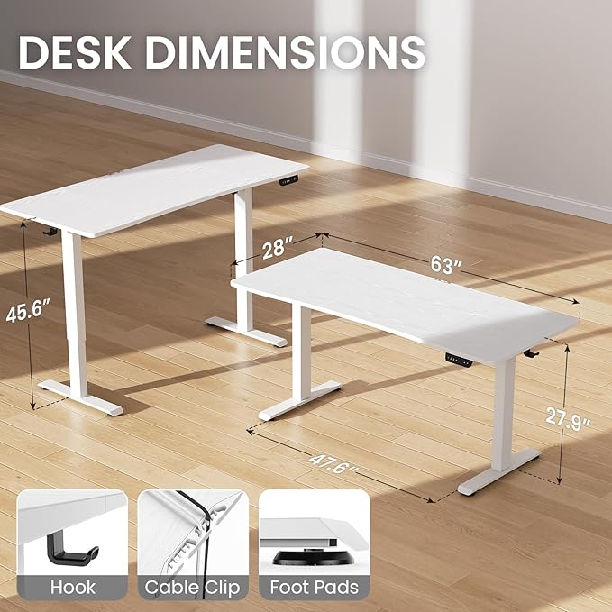 Veken 63 x 28 Inch Electric Standing Desk - Image 3