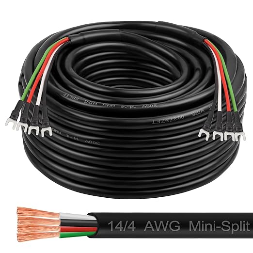 MOOKEERF 14/4 AWG Mini-Split Cable - 100FT 14 AWG 4 Conductor Control Cable by MOOKEERF