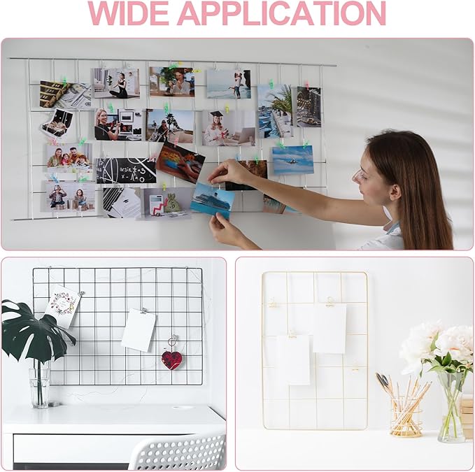 PATIKIL 20"x20" Wire Grid Panel, 2 Pack Board Photo Pictures Memo Display Grid - Image 7