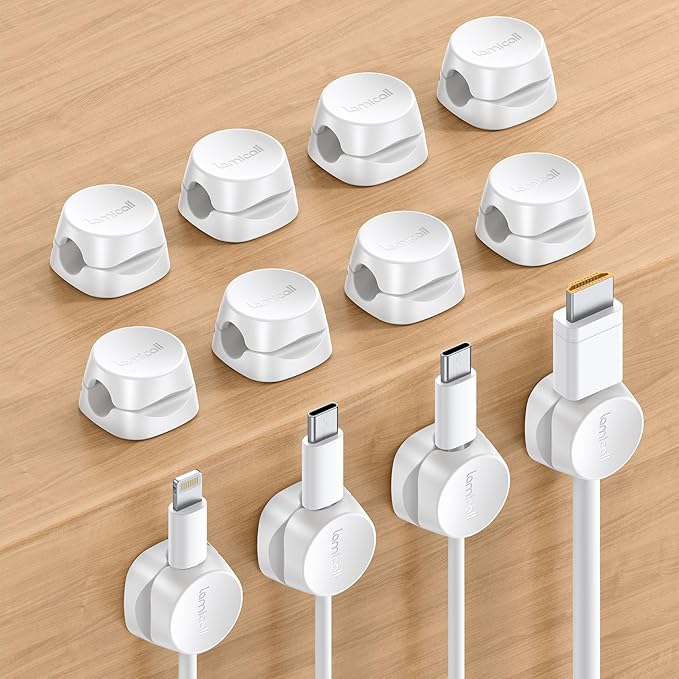 Lamicall 12Pack Spring Cord Organizer, Office Desk Accessories, Desk Cable by Lamicall