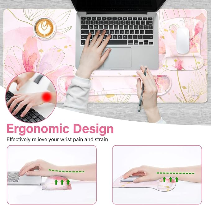 MOSISO Desk Mat Keyboard Mouse Pad Set, Large Gaming Mouse Pad&Keyboard Wrist - Image 2