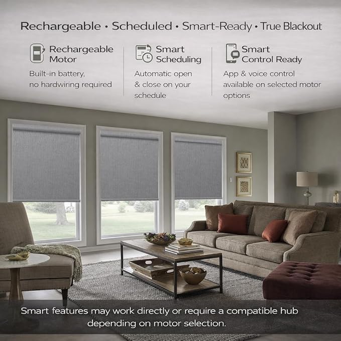 Zshine Motorized Blackout Window Blinds Customize Width Remote Control Wireless - Image 2