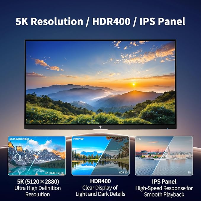 KTC 5K Monitor 27 Inch: Dual Mode 5K @60Hz / 2K@160Hz Computer Monitor - Image 3