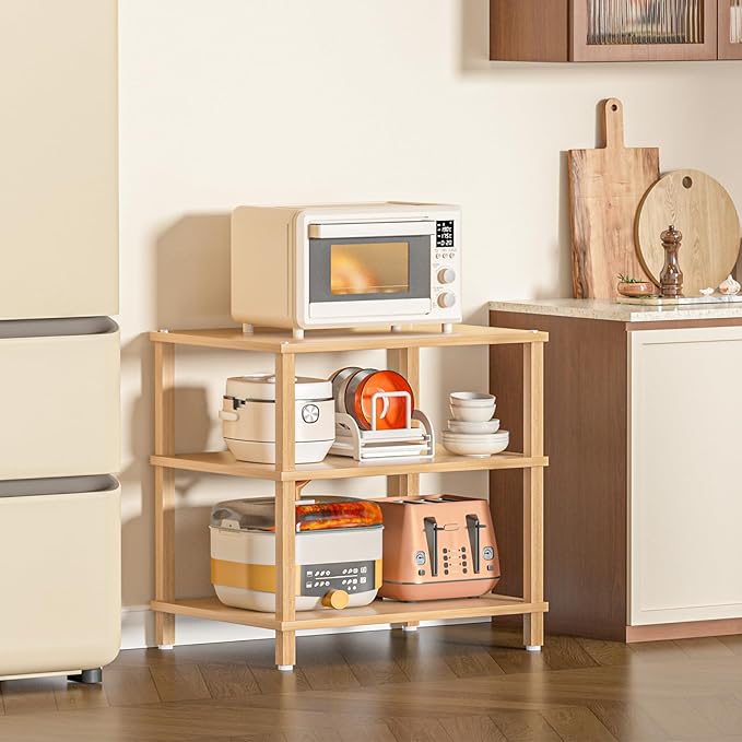3-Tier AV Media Player Stand, Natural Stereo Cabinet, Modern Audio Shelf - Image 8