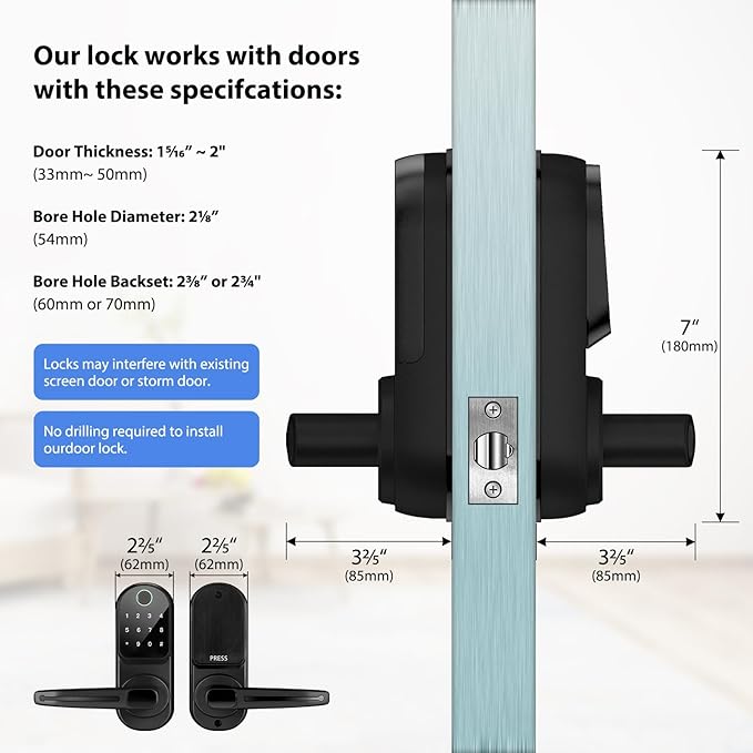 CATCHFACE Fingerprint Door Lock TTLock Smart Lock Biometric Door Lock - Image 6