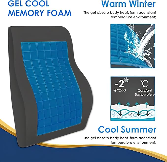 Gel Lumbar Support Pillow for Office Chair Car Gaming Chair Lower Back Pain - Image 4