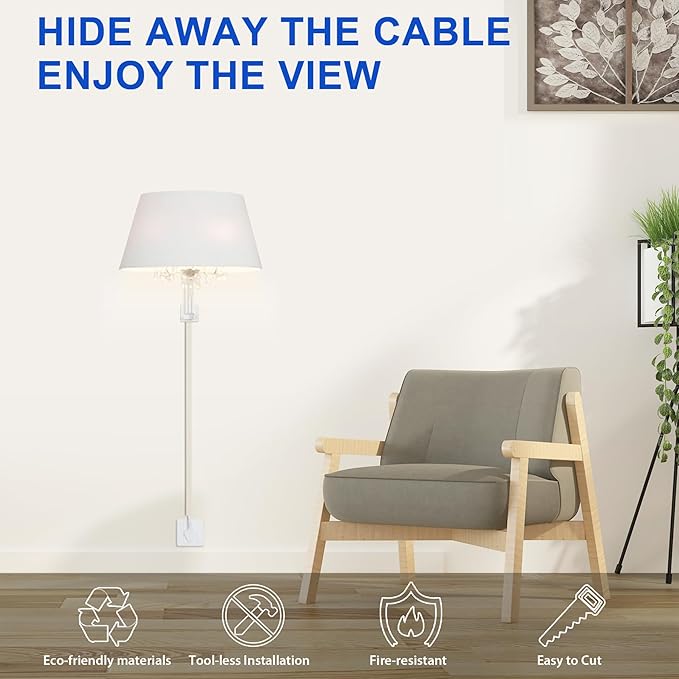 ZhiYo Cord Hider Wall for One Cord, 68in Cord Covers for Wires on Wall - Image 3