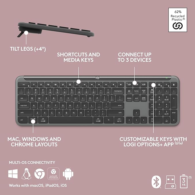 Logitech MK955 Signature Slim Wireless Keyboard and Mouse Combo, - Image 10