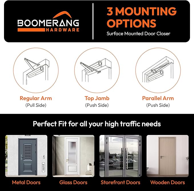 Boomerang Medium Duty Automatic Commercial Door Closer - Image 3