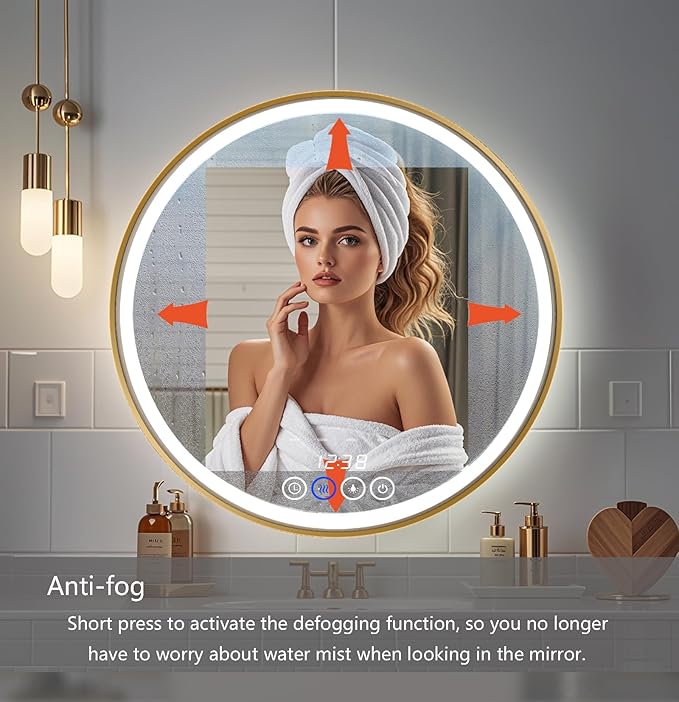 28 Inch Wall-Mounted Round Bathroom Mirror - Image 3