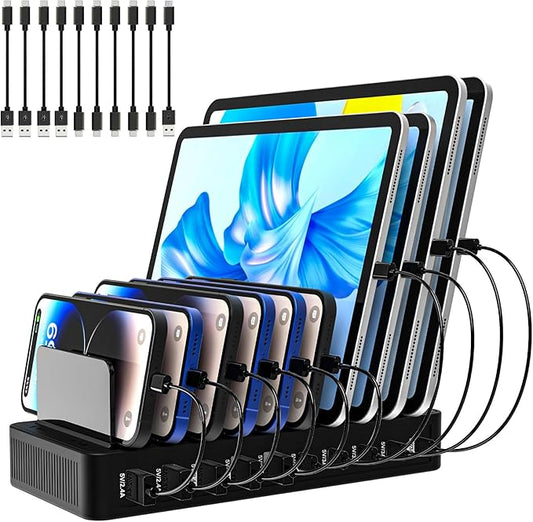 RISWOJOR Charging Station for Multiple Devices, 100W 10 Ports Charging Dock by RISWOJOR