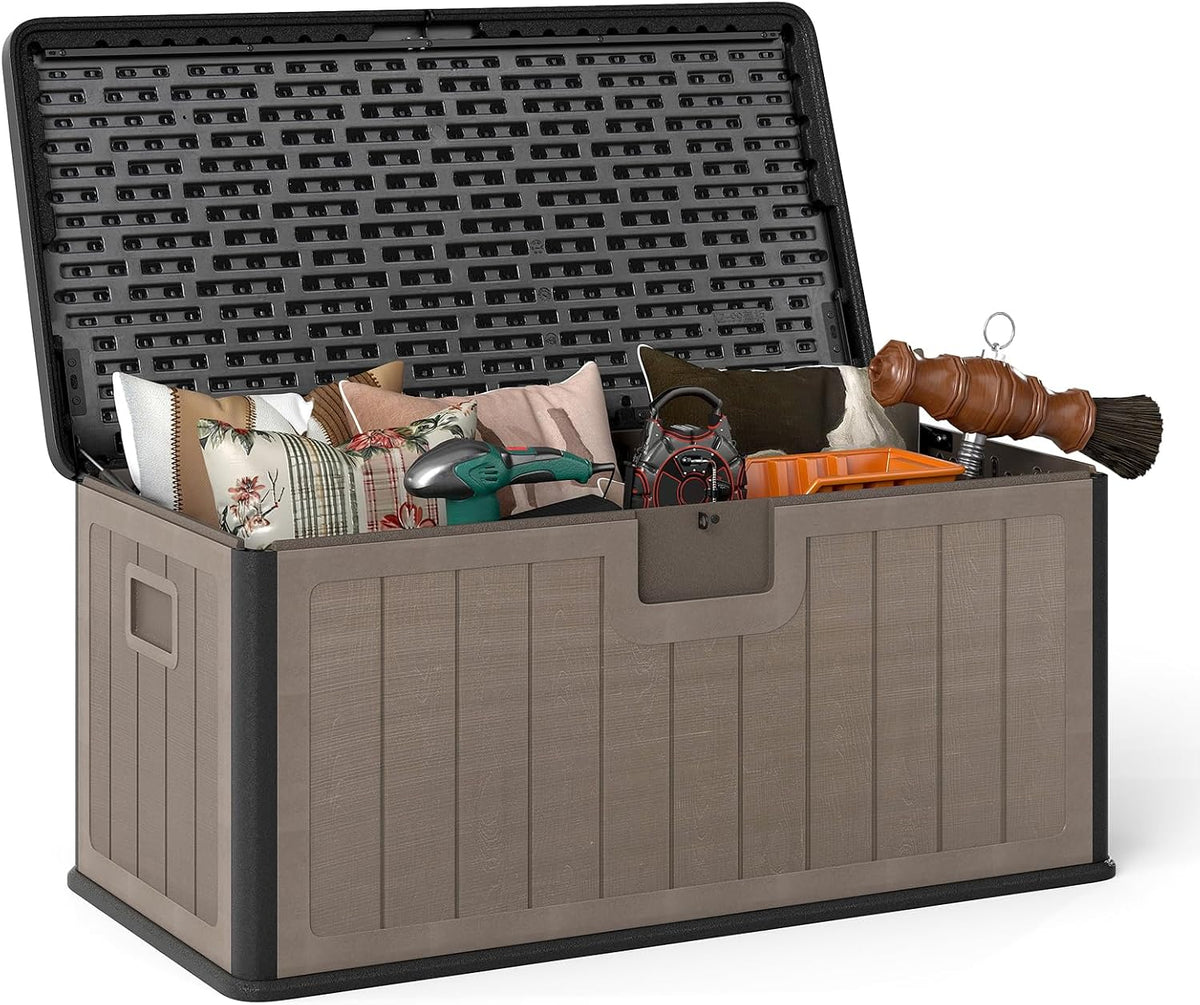 happygrill 100 gallon outdoor storage deck box with, main product view