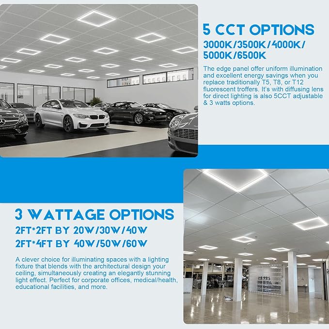 2x2 FT Edge-Lit Frame LED Panel Lights, 5CCT Selectable 3000K-6500K, - Image 5