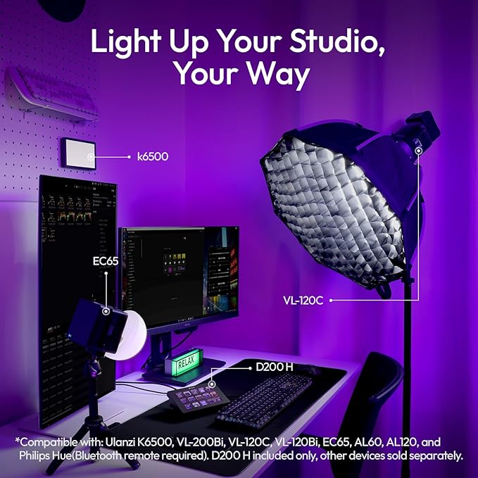 ULANZI D200H 7-in-1 Deck U-Studio Stream Controller Shortcut Keyboard, LCD - Image 6