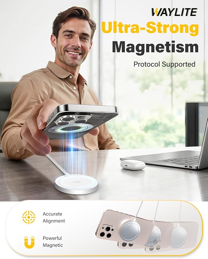 25W Magnetic Wireless Charger for iPhone 17/16, Qi2 Fast Charging Pad for - Image 3