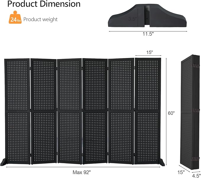 Bonnlo 4/6 Panel Pegboard Freestanding, 5 FT Portable Display Board Organizer - Image 2