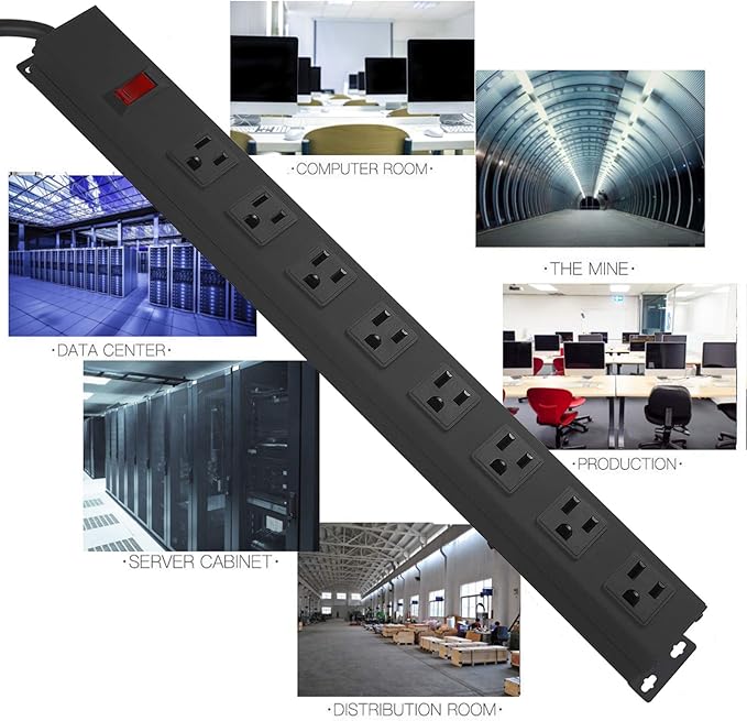 HHSOET Metal Wide Spaced Power Strip, 8 Outlets, 1200J Surge Protector - Image 6