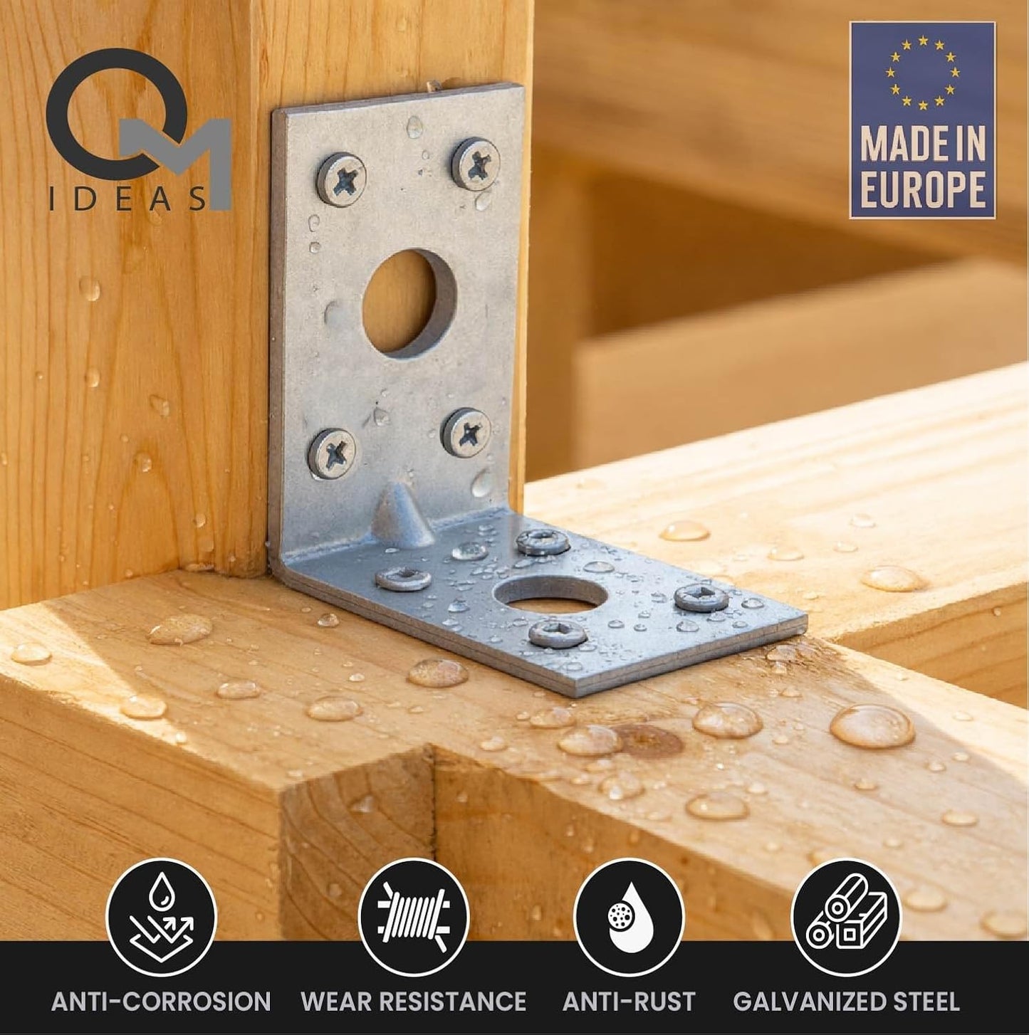 10 Pack Angle Brackets (1.97" x 1.97" x 1.38") Heavy Duty Corner Sleeper Bracket with Beading Timber Wood Metal Joining Fixing L Galvanised Steel Sheet Connector