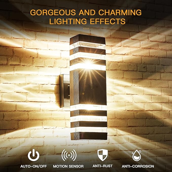 Delicavy Motion Sensor Outdoor Wall Light Fixture Up Down Porch Lights Modern - Image 7