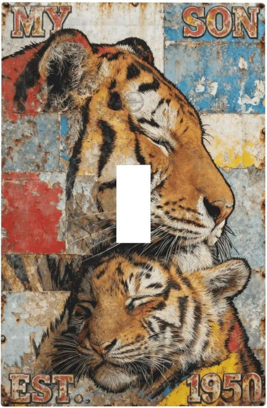 Bvtewkhz Tiger Vintage 1 Gang Single Toggle Decorative Outlet Covers Light by Unknown