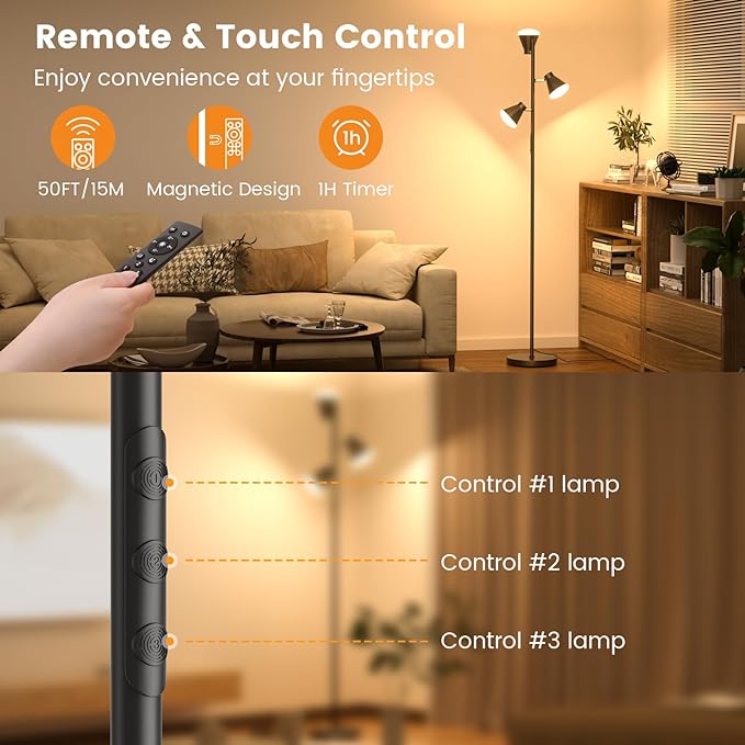 SIBRILLE 36W LED Tree Floor Lamp, Dimmable Tall Standing Lamp - Image 6