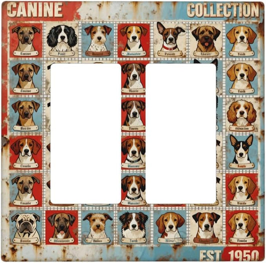 Bvtewkhz Dogs Funny Puppy Pets Vintage 2 Gang Double Rocker Decorative Outlet by Unknown