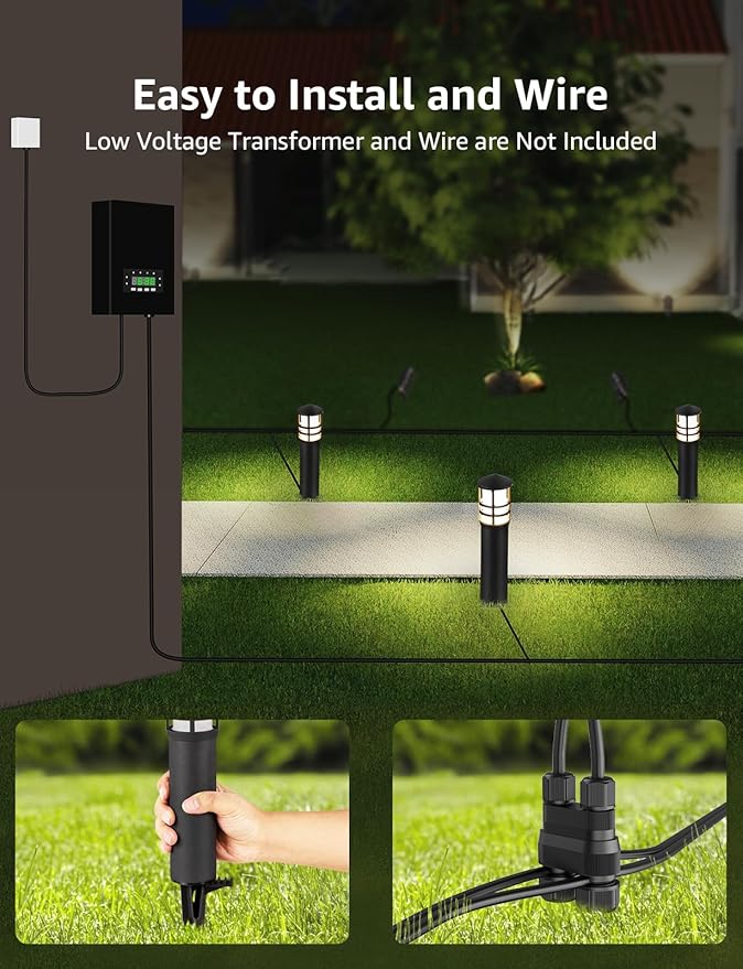 SUNVIE 8-Pack Low Voltage Pathway Lights 3W LED Landscape Pathway Lighting - Image 4