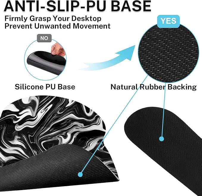 Britimes Black White Marble Keyboard Mouse Pad Set 4in1 Large Mousepad+Keyboard - Image 8