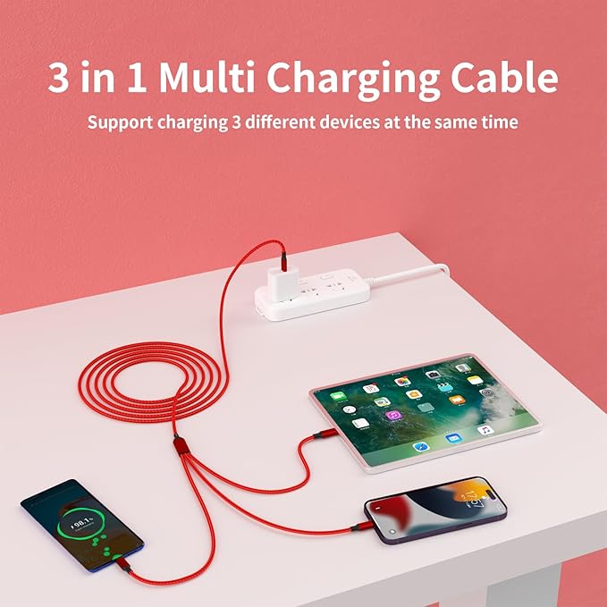 USB C Multi Charging Cable, 3 in 1 Charging Cable Nylon Braided Universal - Image 7