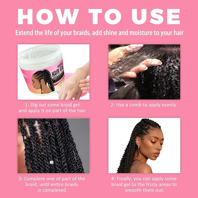 13.4oz Braiding for Twist, No Flake Extra Hold High Shine Braid Gel & Edge - Image 6