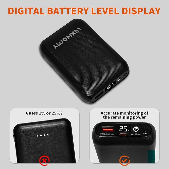Heated Vest Battery Pack, 16000mAh 7.4V Compact Power Bank Repaclement - Image 5
