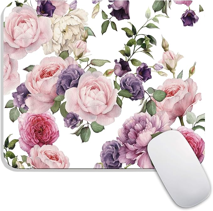 Armanza Square Mouse Pad Floral Roses, Personalized Premium-Textured Custom by Armanza