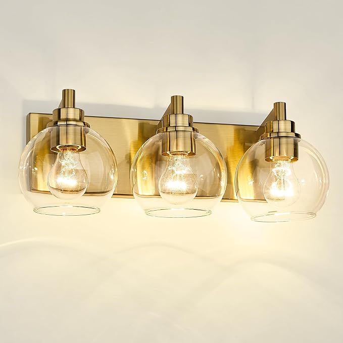 METWET Bathroom Light Fixtures, 3-Light Brushed Gold Vanity Light, Modern Wall - Image 9